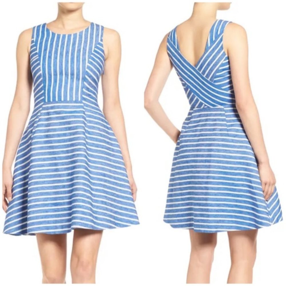 Vineyard Vines Stripe Fit & Flare Sleeveless Dress - Picture 7 of 7